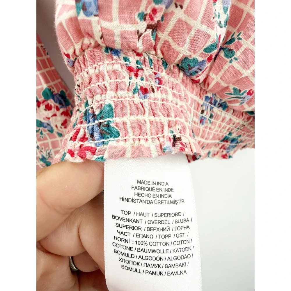 Polo Ralph Lauren Kids Pink Floral Grid Ruffle Top and Skirt Set Size 14